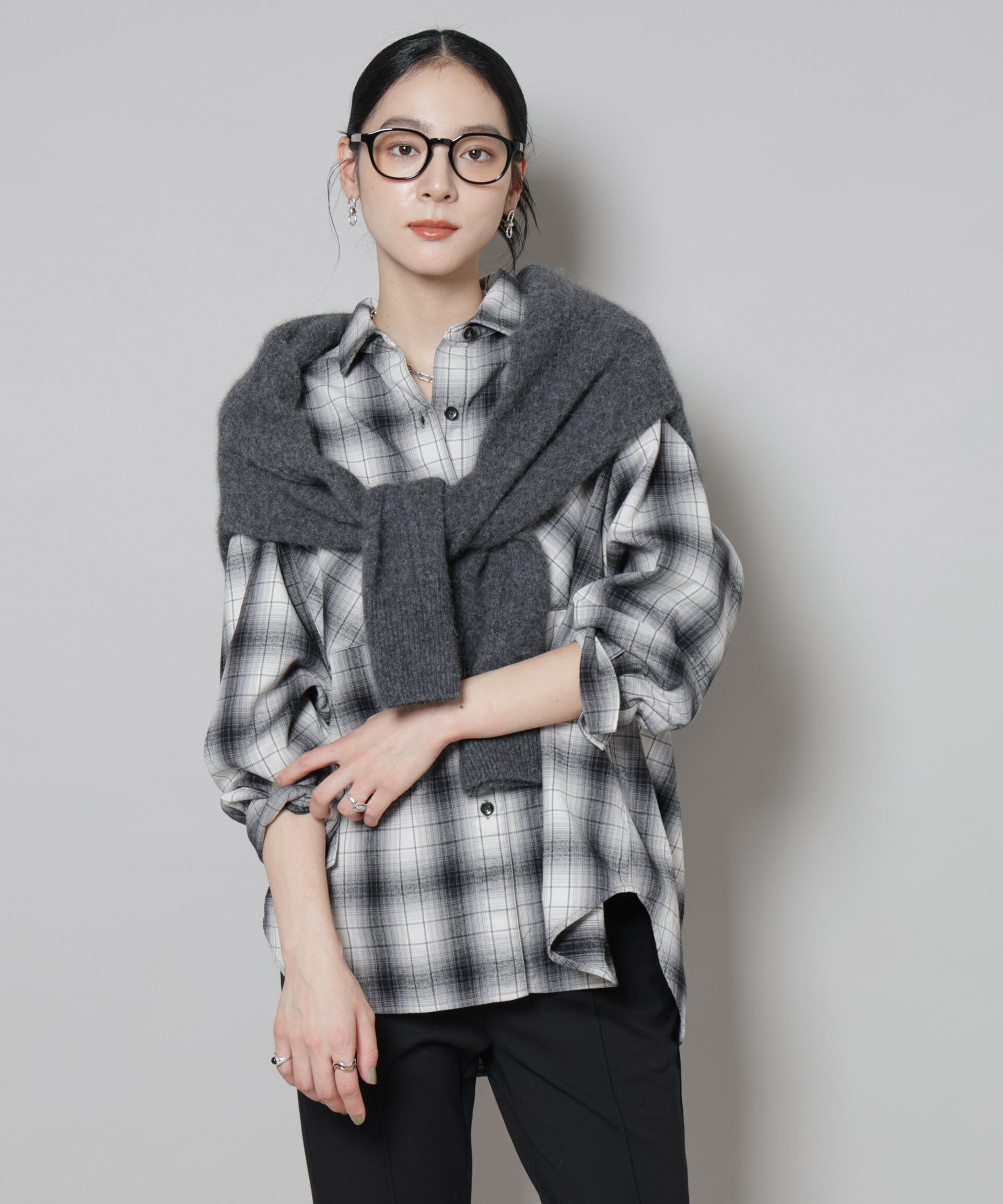 nano･universe「オンブレチェックオーバーネルシャツ」|シャツ・ブラウス|