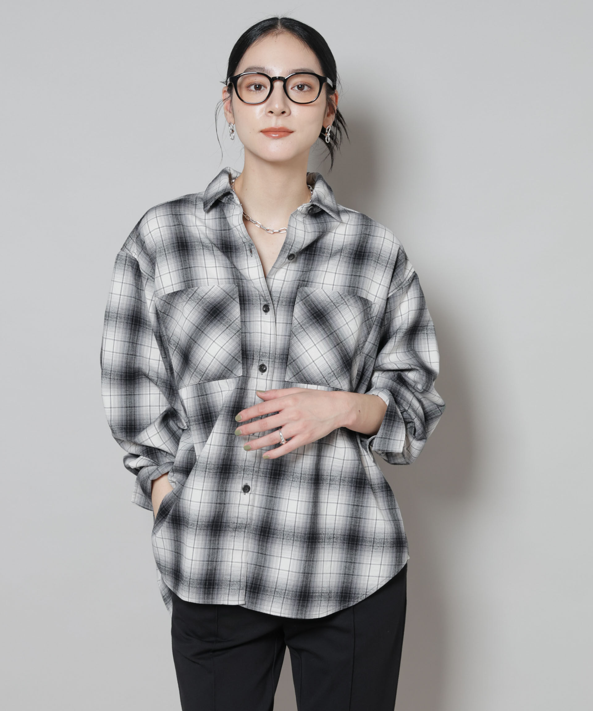 nano･universe「オンブレチェックオーバーネルシャツ」|シャツ・ブラウス|