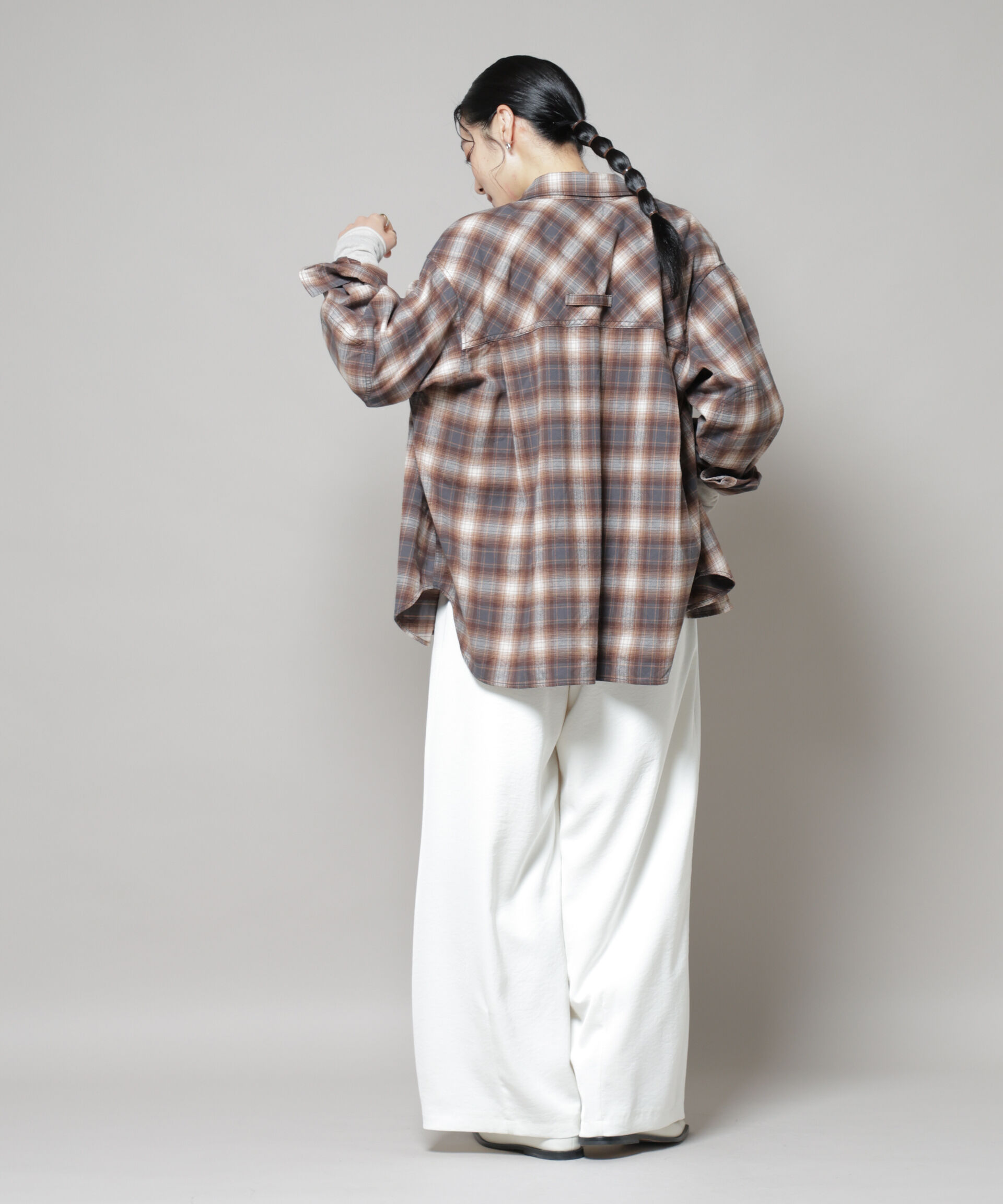 nano･universe「オンブレチェックオーバーネルシャツ」|シャツ・ブラウス|