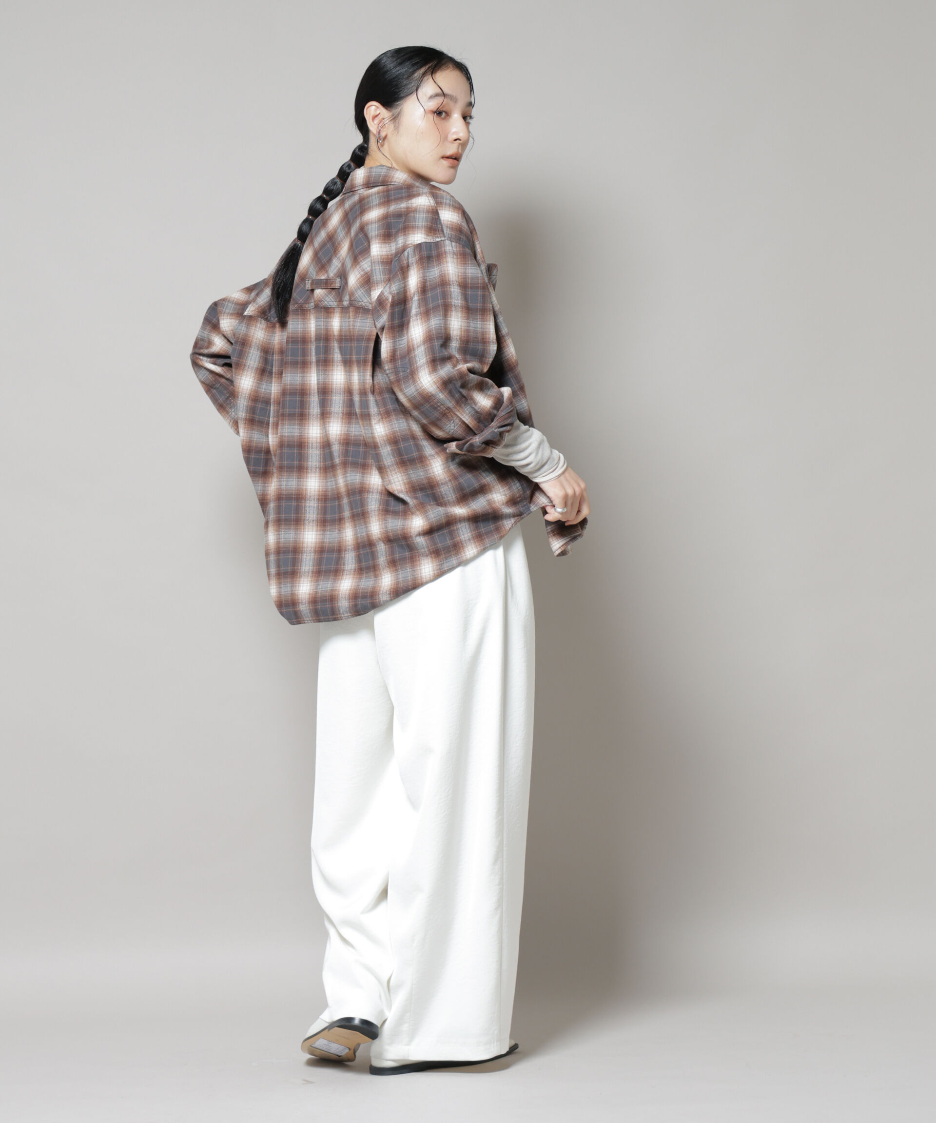 nano･universe「オンブレチェックオーバーネルシャツ」|シャツ・ブラウス|