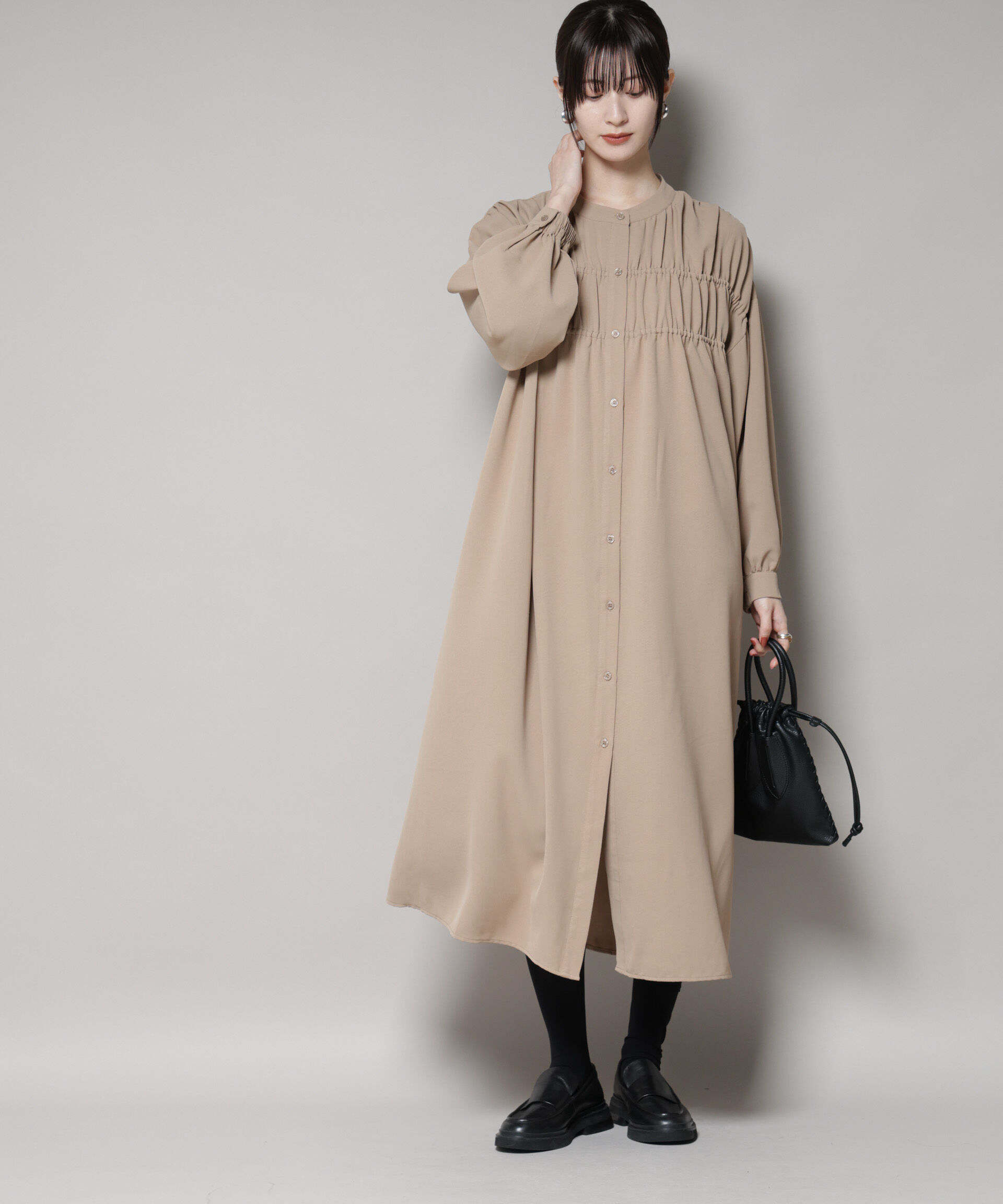 nano･universe「ギャザー切り替えデザインワンピース」|ワンピース|