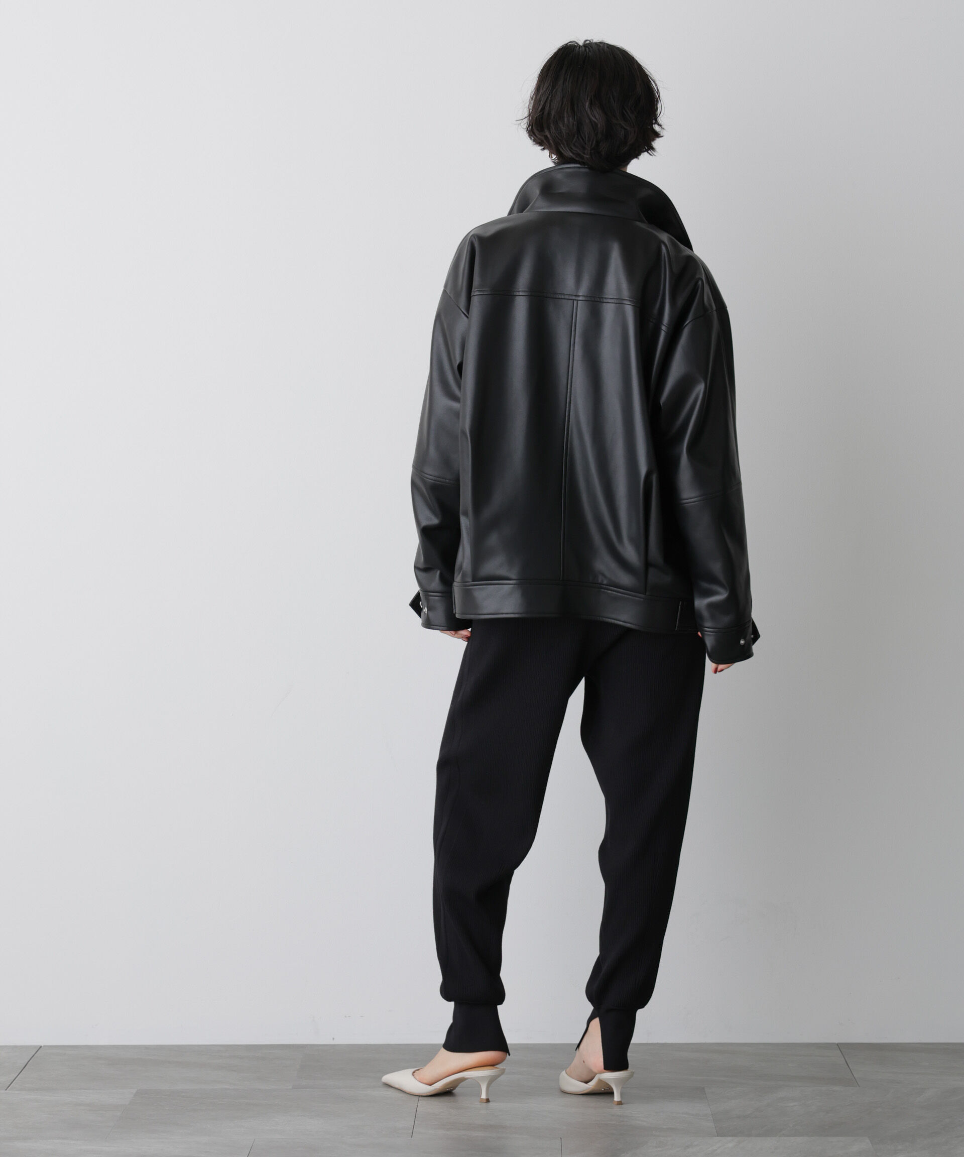  「「STEVELOUR」スタンドフェイクレザージップブルゾン」|ブルゾン・スタジャン|