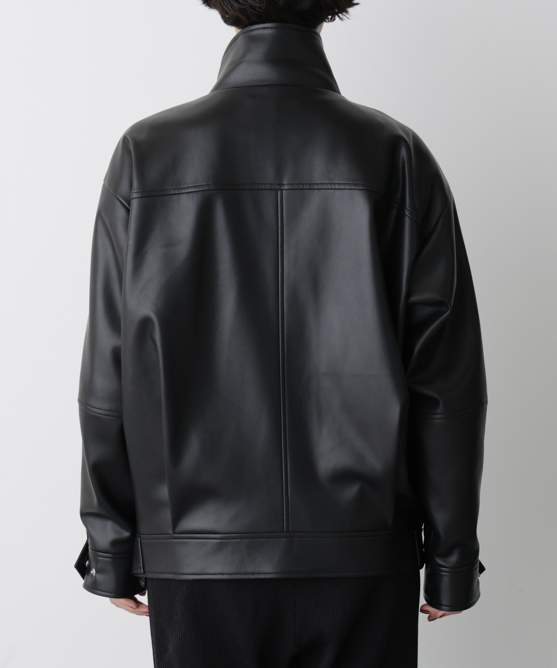  「「STEVELOUR」スタンドフェイクレザージップブルゾン」|ブルゾン・スタジャン|