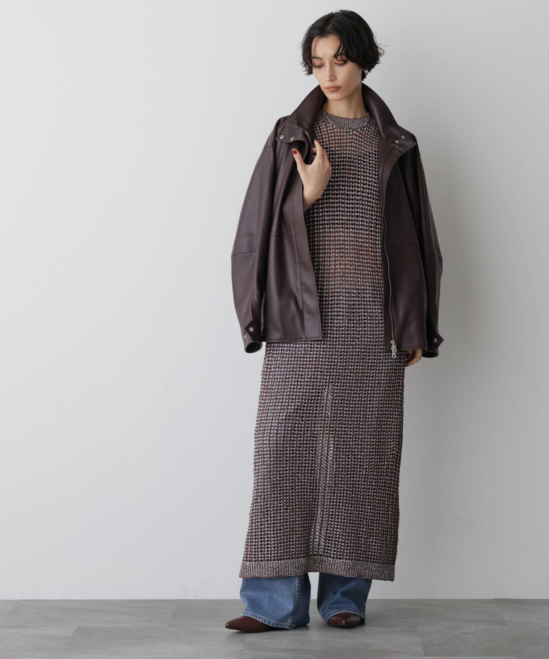  「「STEVELOUR」スタンドフェイクレザージップブルゾン」|ブルゾン・スタジャン|