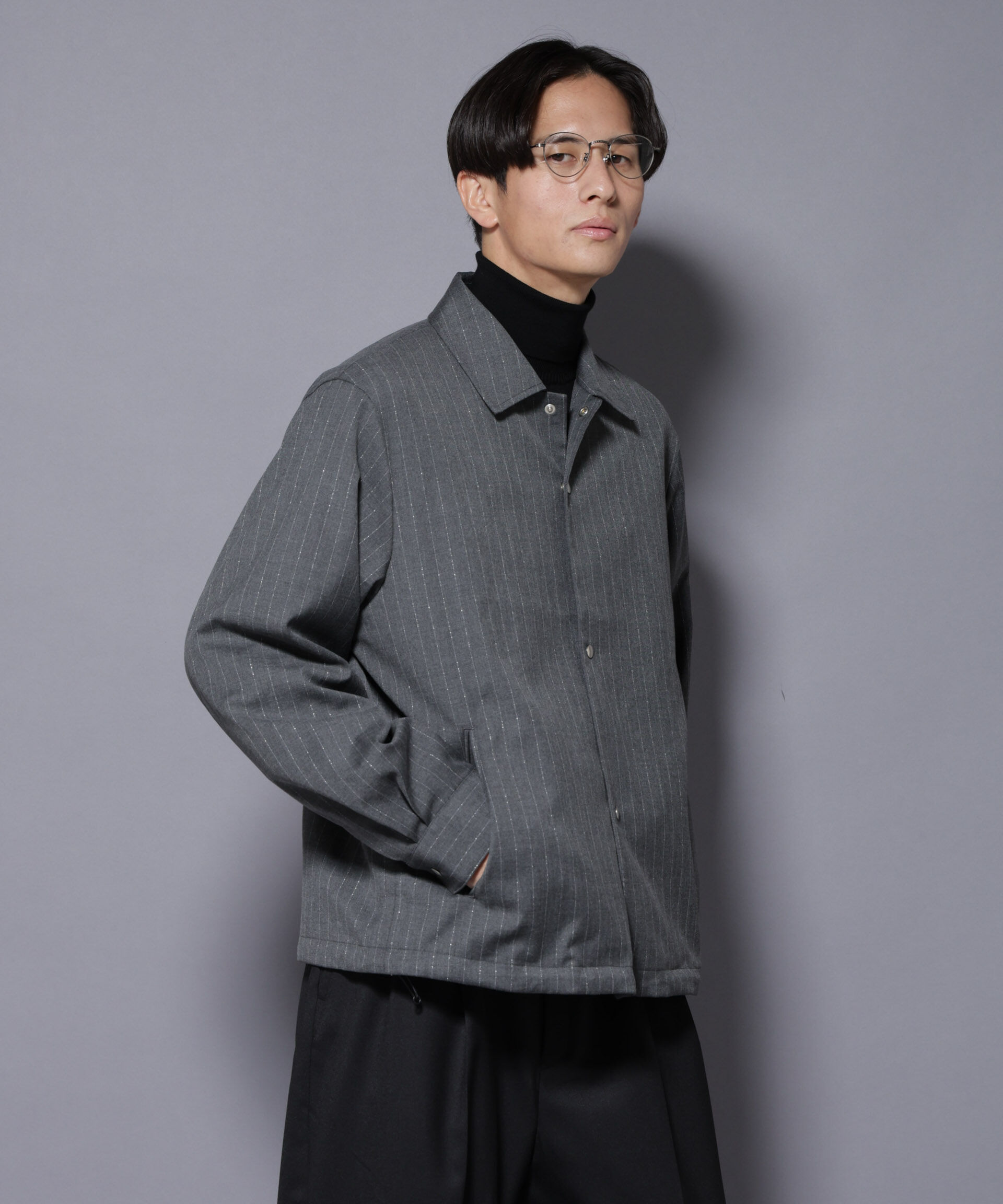 nano･universe「DELEGANTE エアリーサキソニーコーチジャケット」|ブルゾン・スタジャン|パターン32