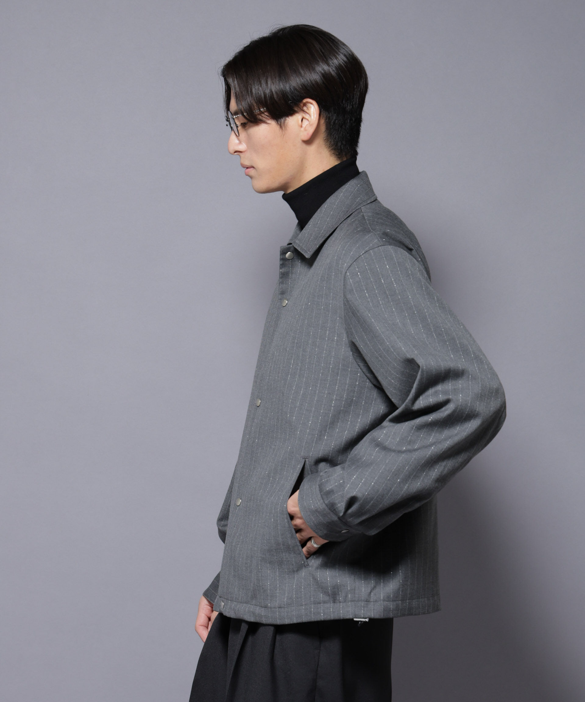 nano･universe「DELEGANTE エアリーサキソニーコーチジャケット」|ブルゾン・スタジャン|