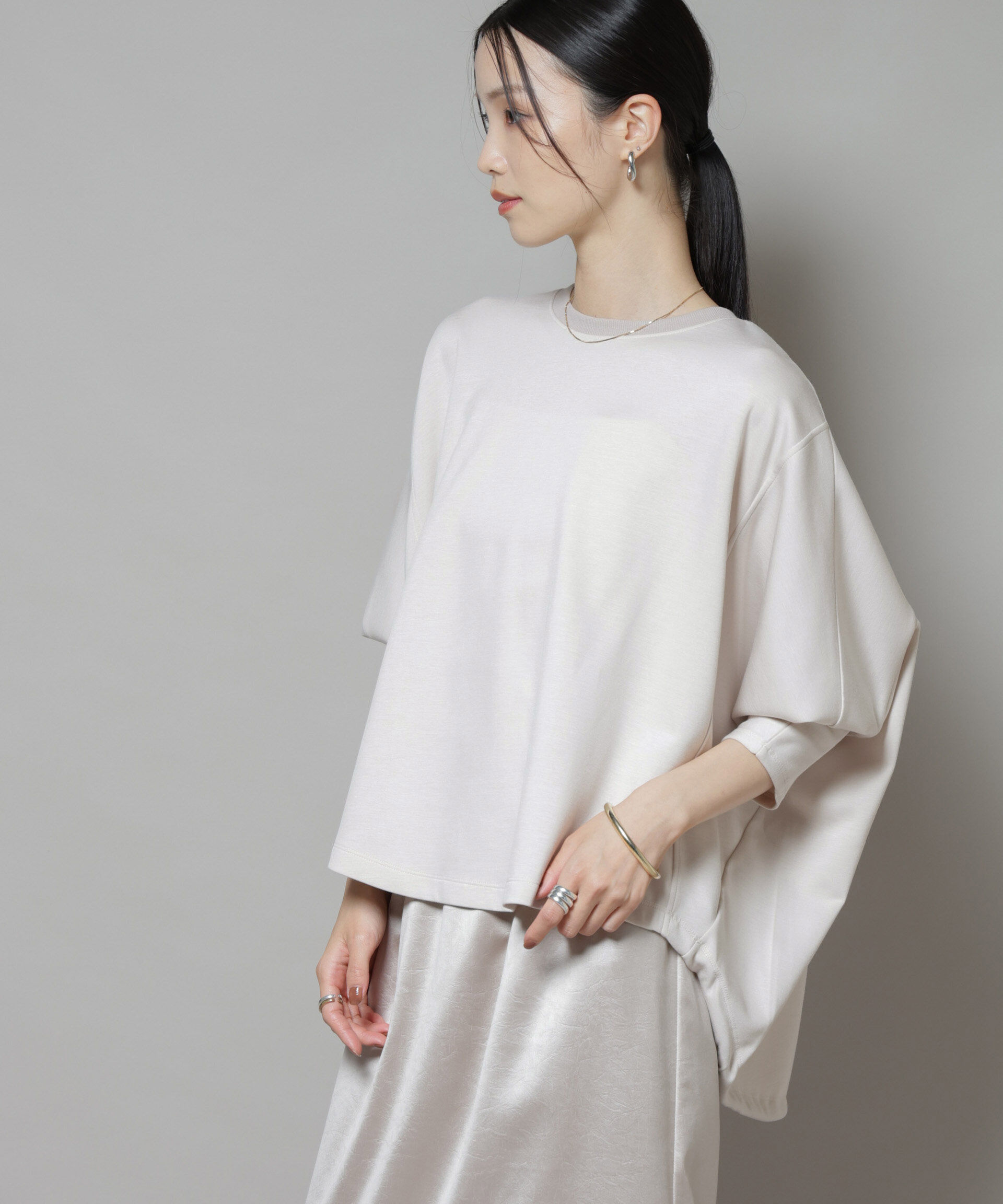 nano･universe「ドルマンスリーブバックドロストヘムカットプルオーバー」|Tシャツ・カットソー|