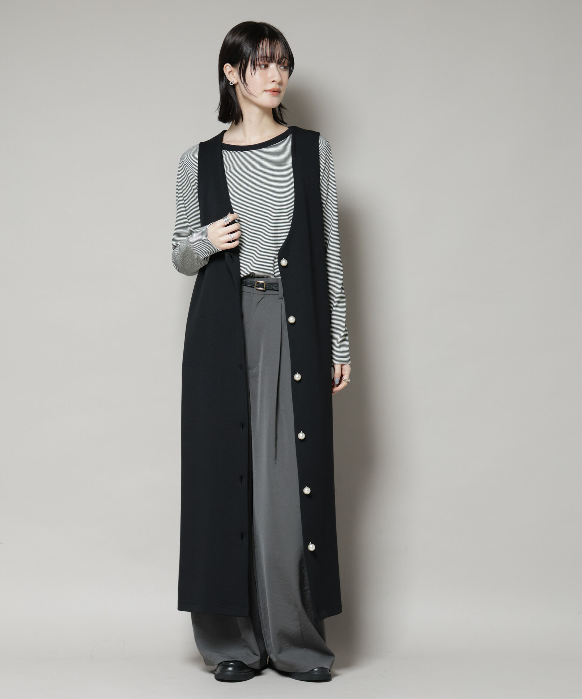 nano･universe「ジレワンピース&times;ファースリーブトップス アンサンブルセット」|ワンピース|