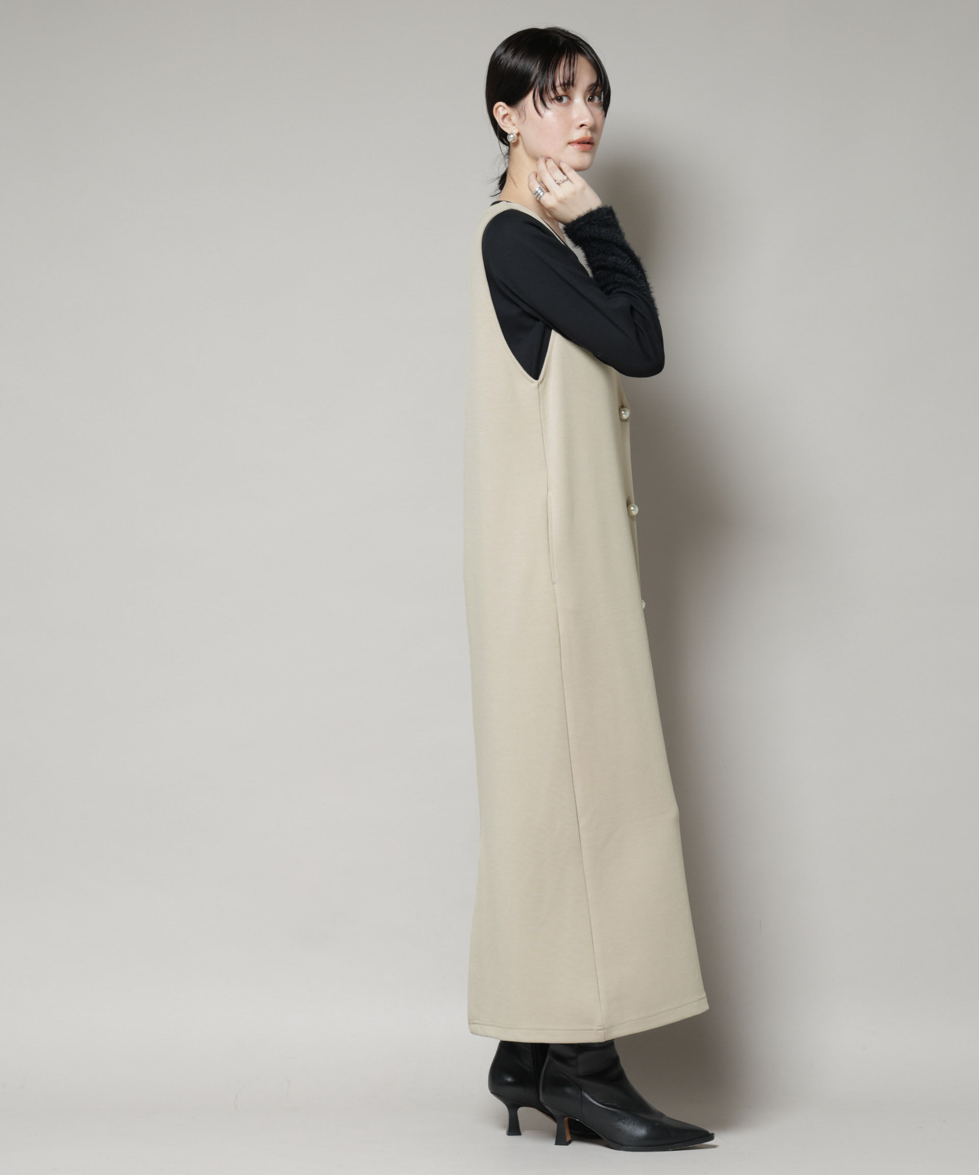 nano･universe「ジレワンピース&times;ファースリーブトップス アンサンブルセット」|ワンピース|