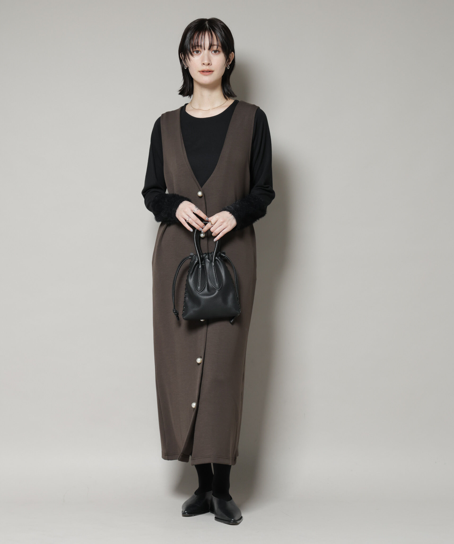 nano･universe「ジレワンピース&times;ファースリーブトップス アンサンブルセット」|ワンピース|