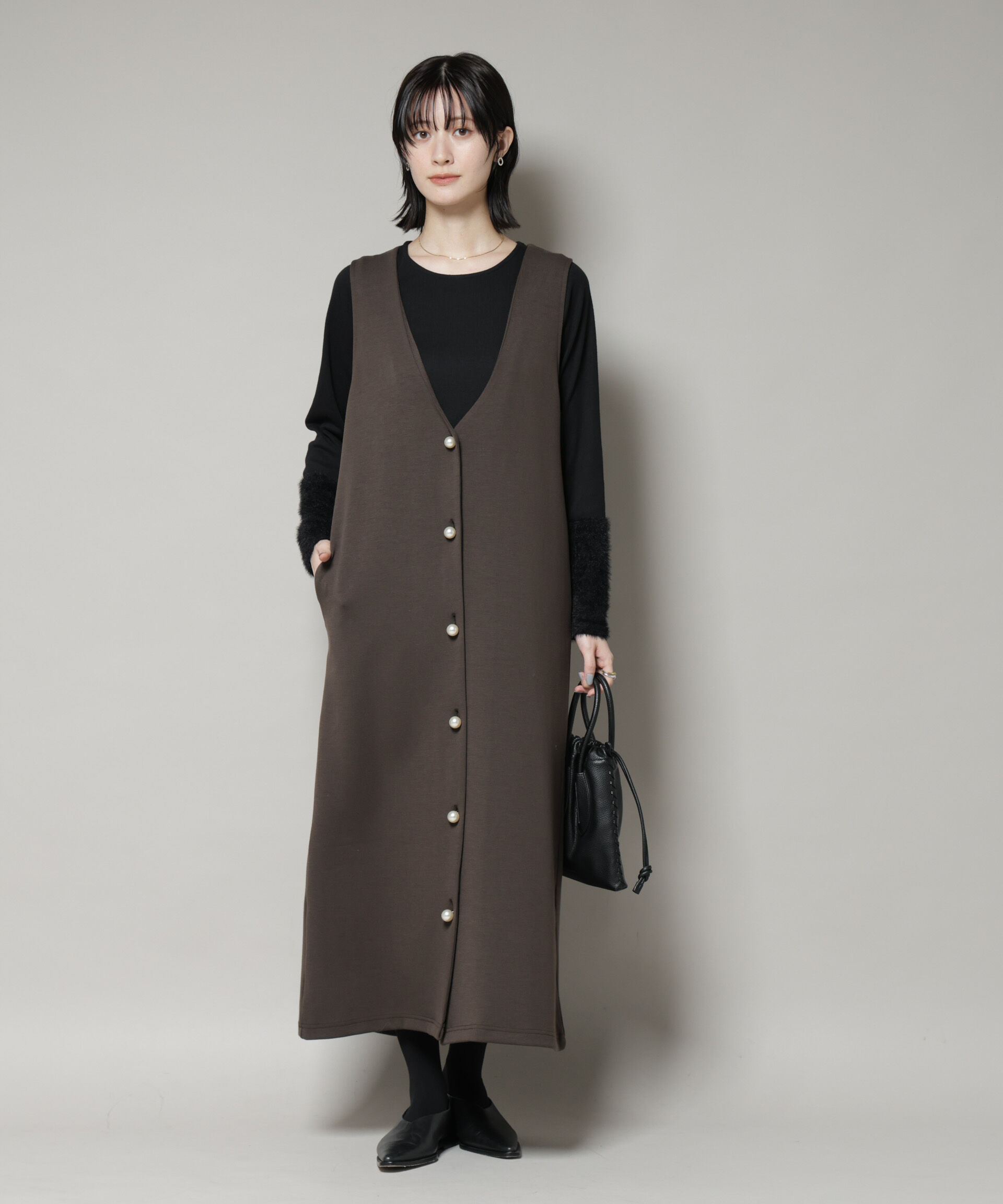 nano･universe「ジレワンピース&times;ファースリーブトップス アンサンブルセット」|ワンピース|