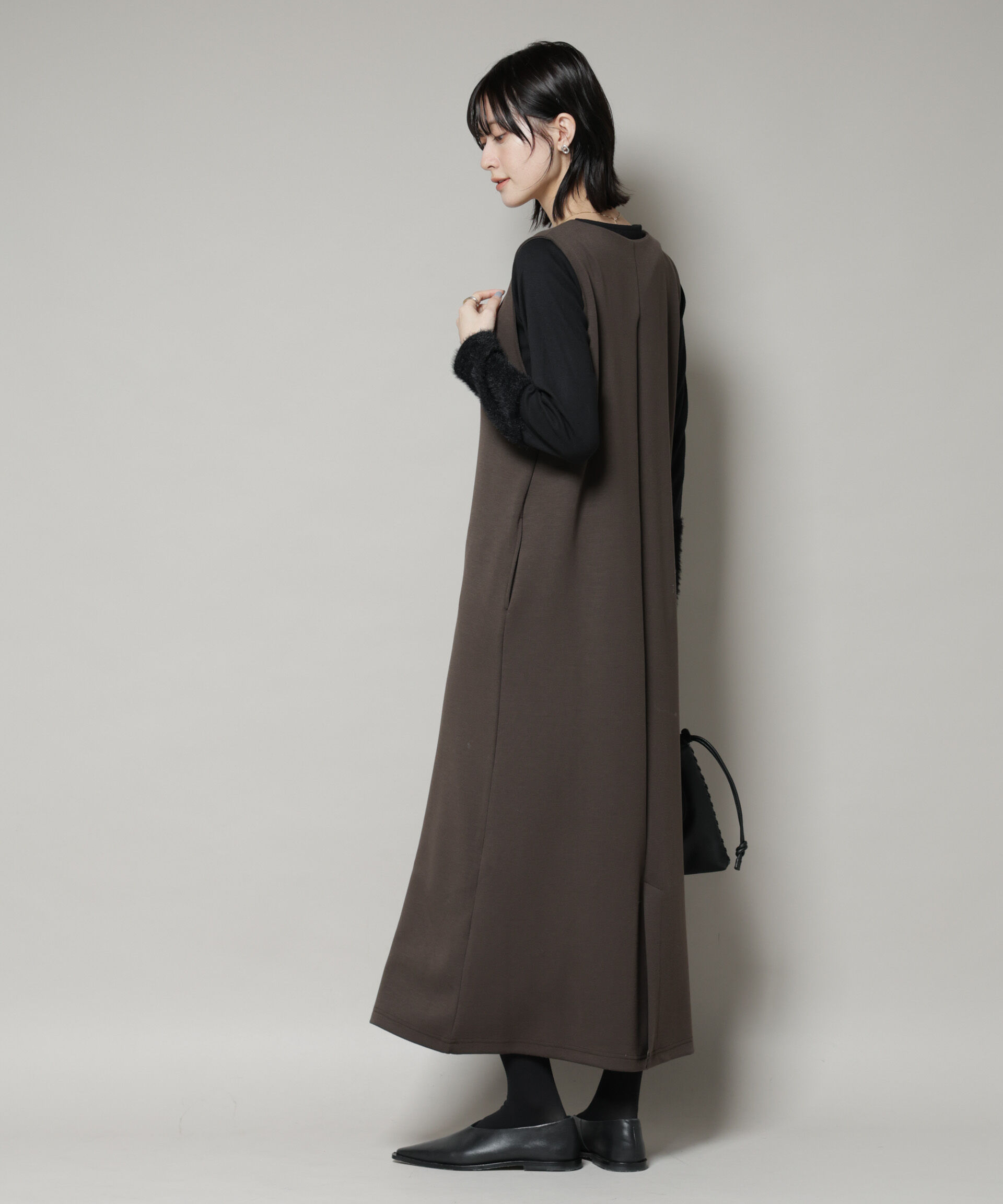 nano･universe「ジレワンピース&times;ファースリーブトップス アンサンブルセット」|ワンピース|