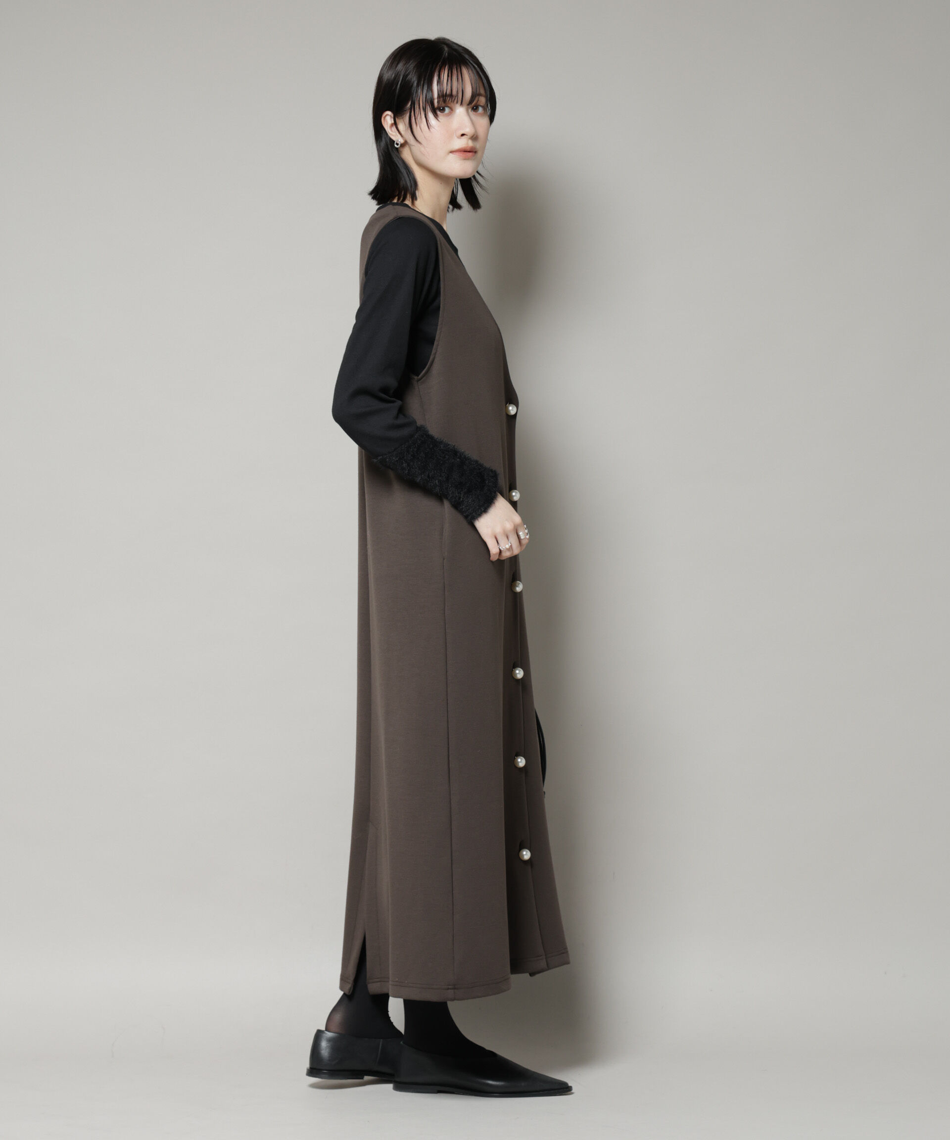 nano･universe「ジレワンピース&times;ファースリーブトップス アンサンブルセット」|ワンピース|