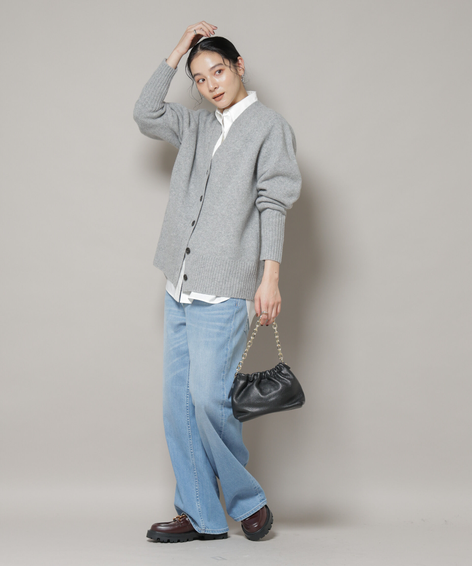 nano･universe「AQUAウールカシミヤVネックカーディガン」|ニット・セーター|