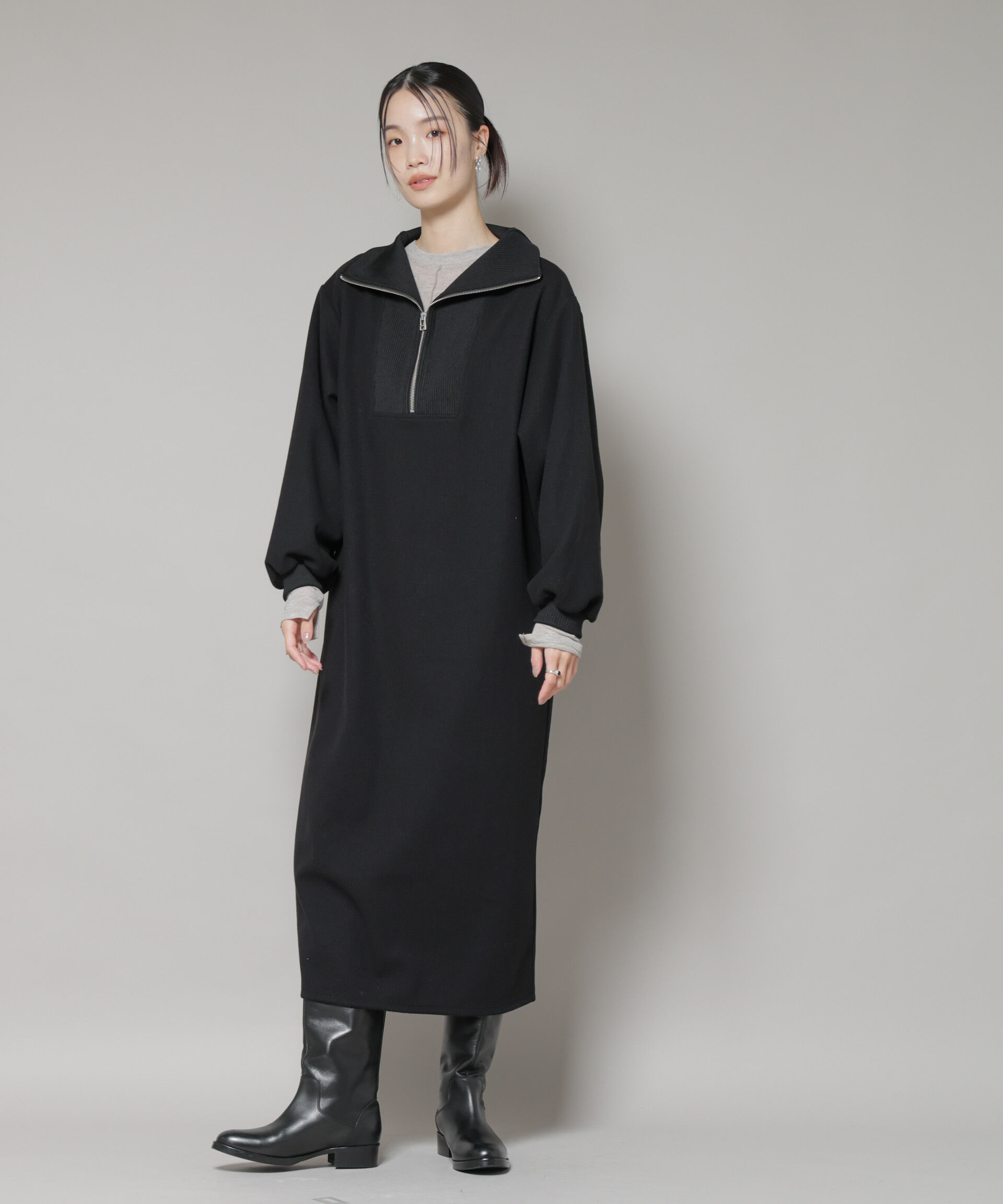 nano･universe「圧縮起毛ハーフジップワンピース」|ワンピース|