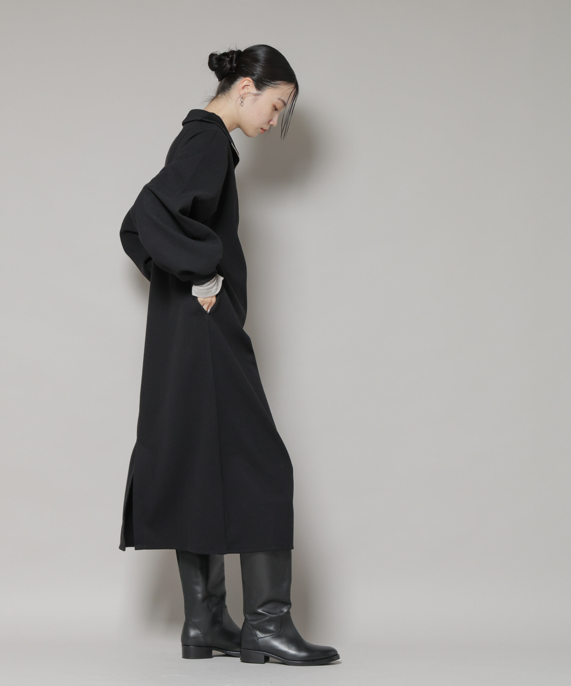 nano･universe「圧縮起毛ハーフジップワンピース」|ワンピース|