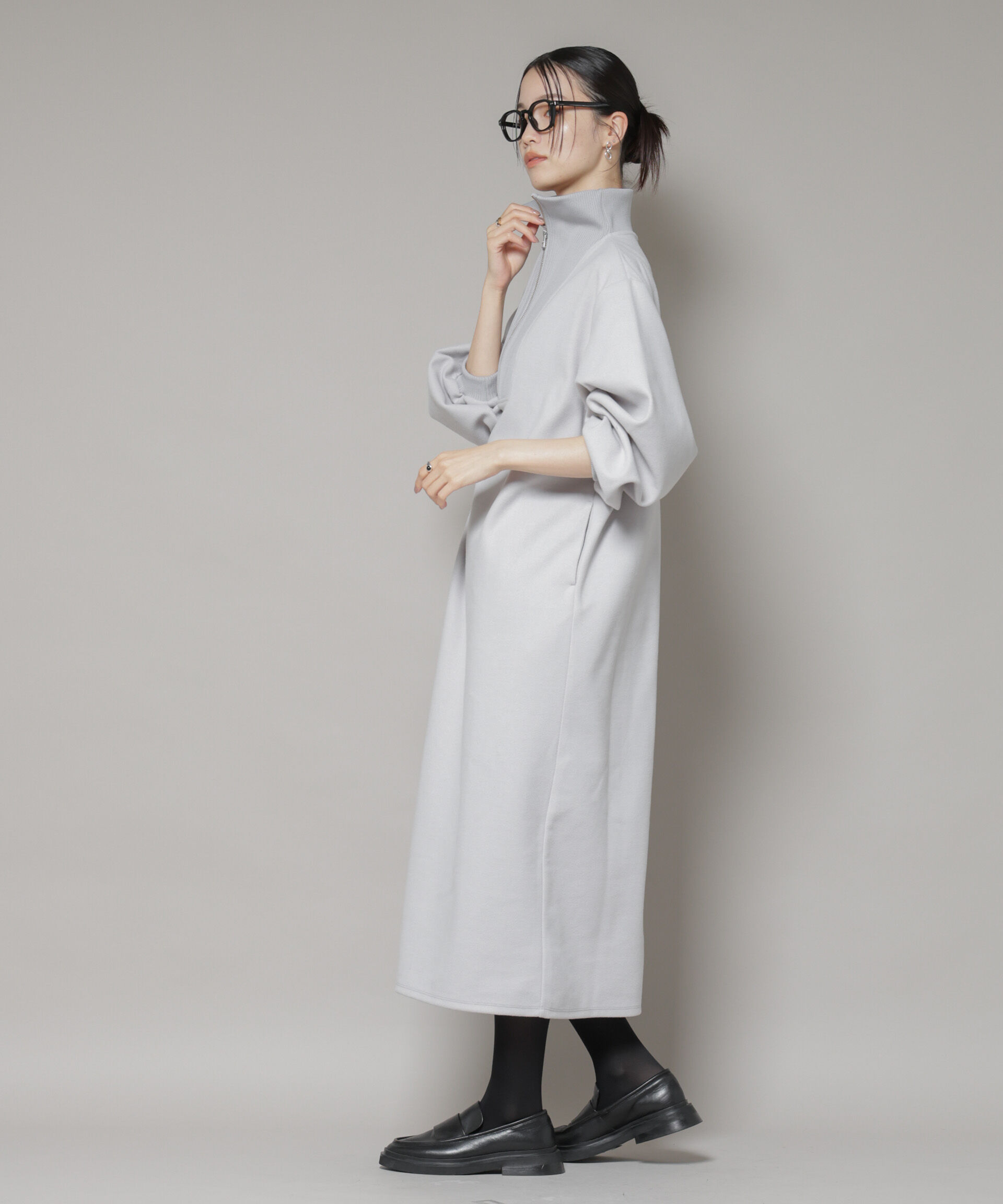 nano･universe「圧縮起毛ハーフジップワンピース」|ワンピース|