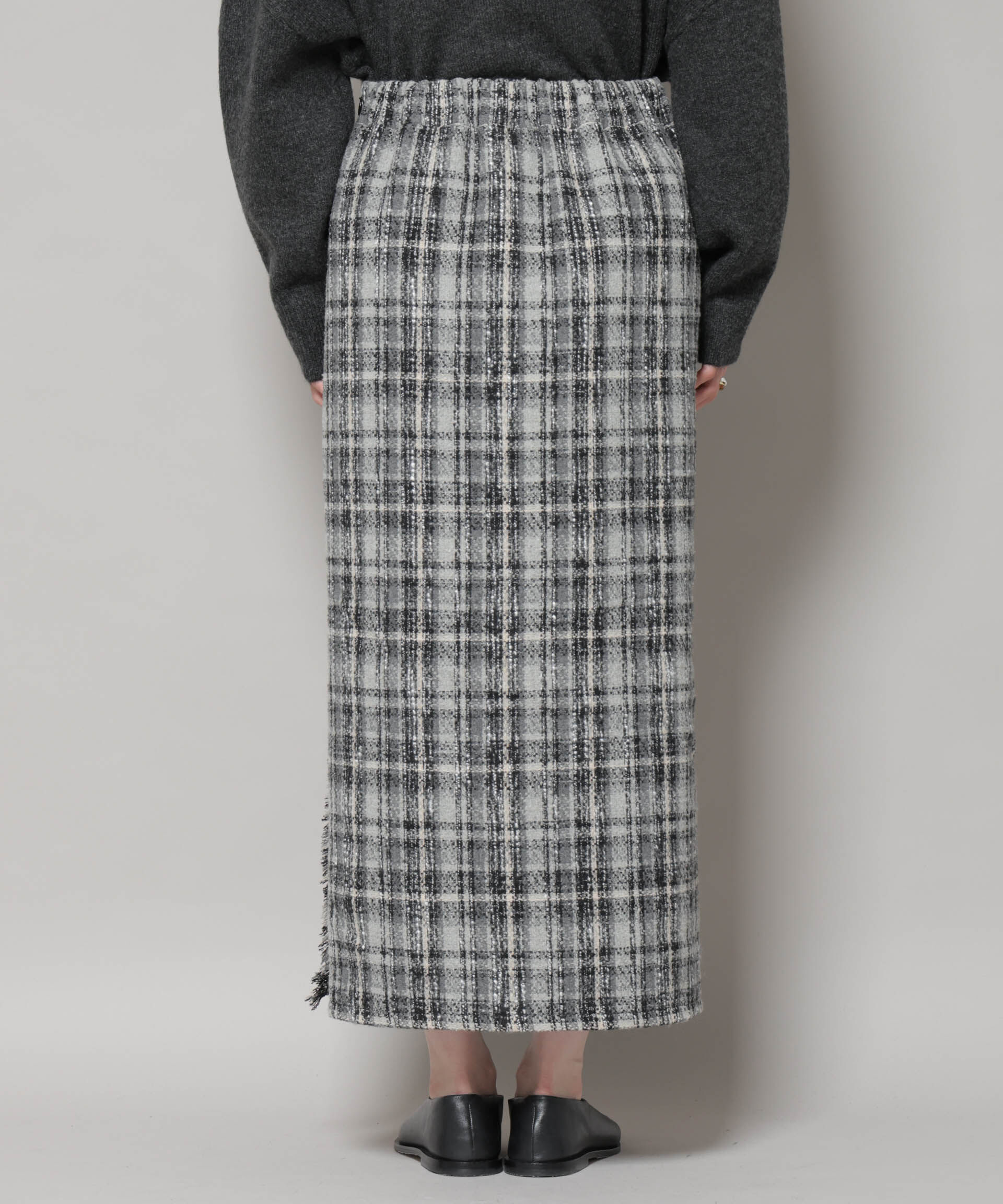 nano･universe「チェックフリンジラップ風スカート(セットアップ可)」|スカート|