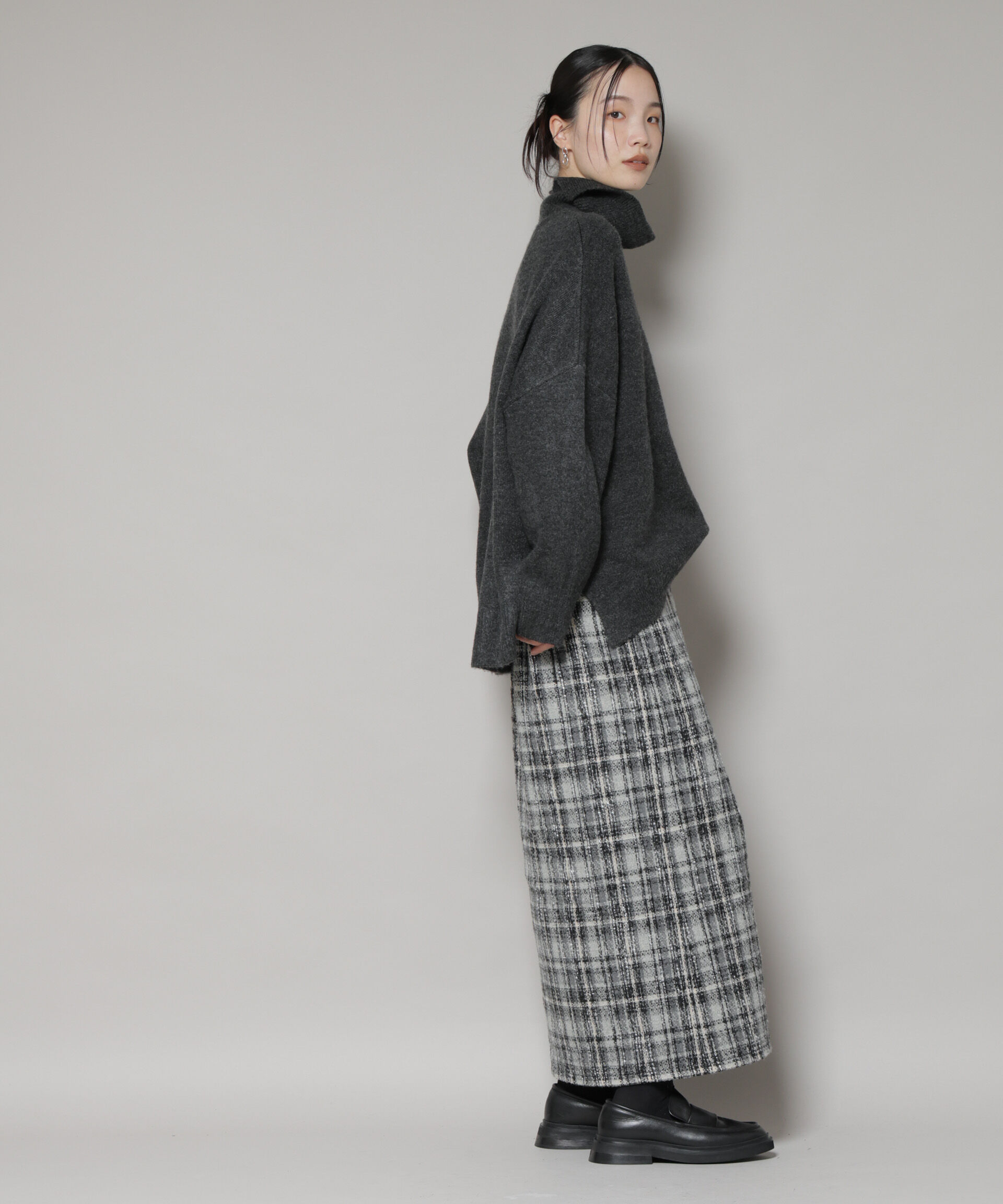 nano･universe「チェックフリンジラップ風スカート(セットアップ可)」|スカート|