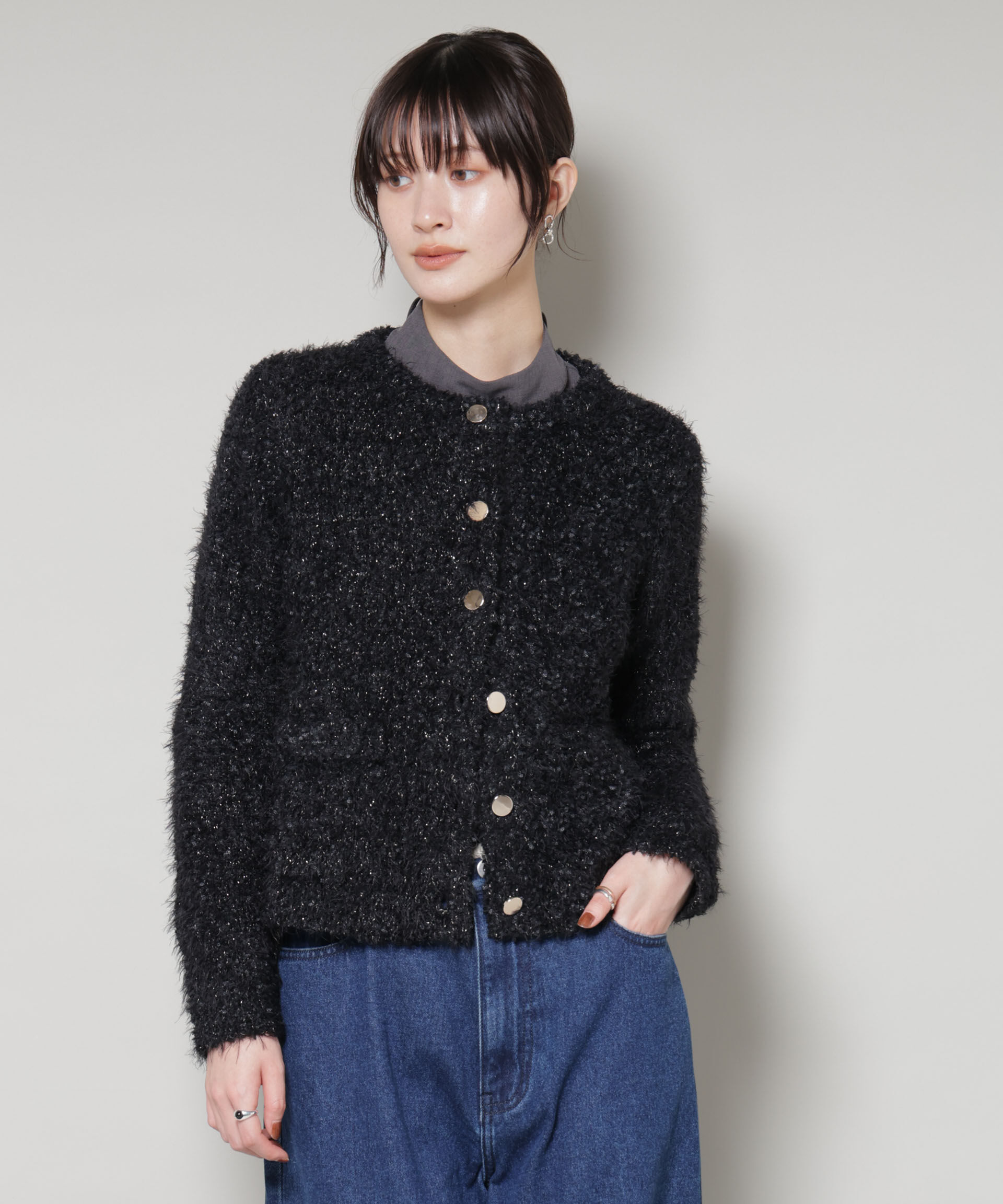 nano･universe「チュールシャギークルーネックニットカーディガン」|ニット・セーター|