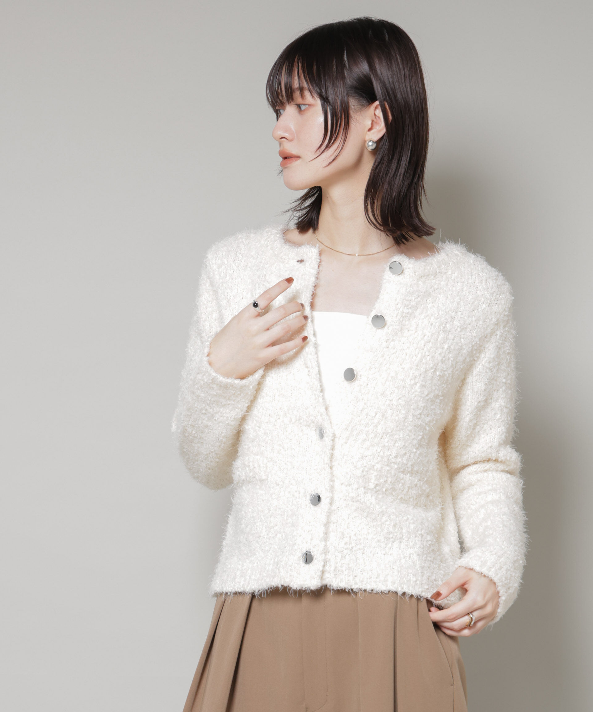 nano･universe「チュールシャギークルーネックニットカーディガン」|ニット・セーター|