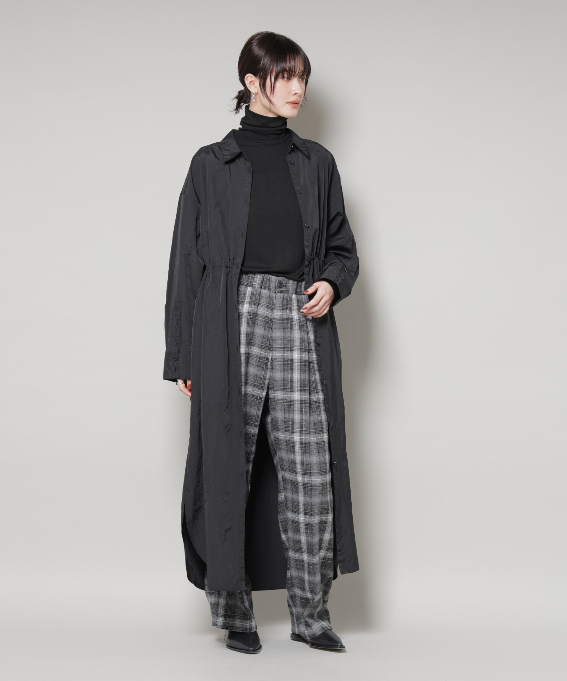 nano･universe「オンブレーチェックタックパンツ(セットアップ可)」|チノ|