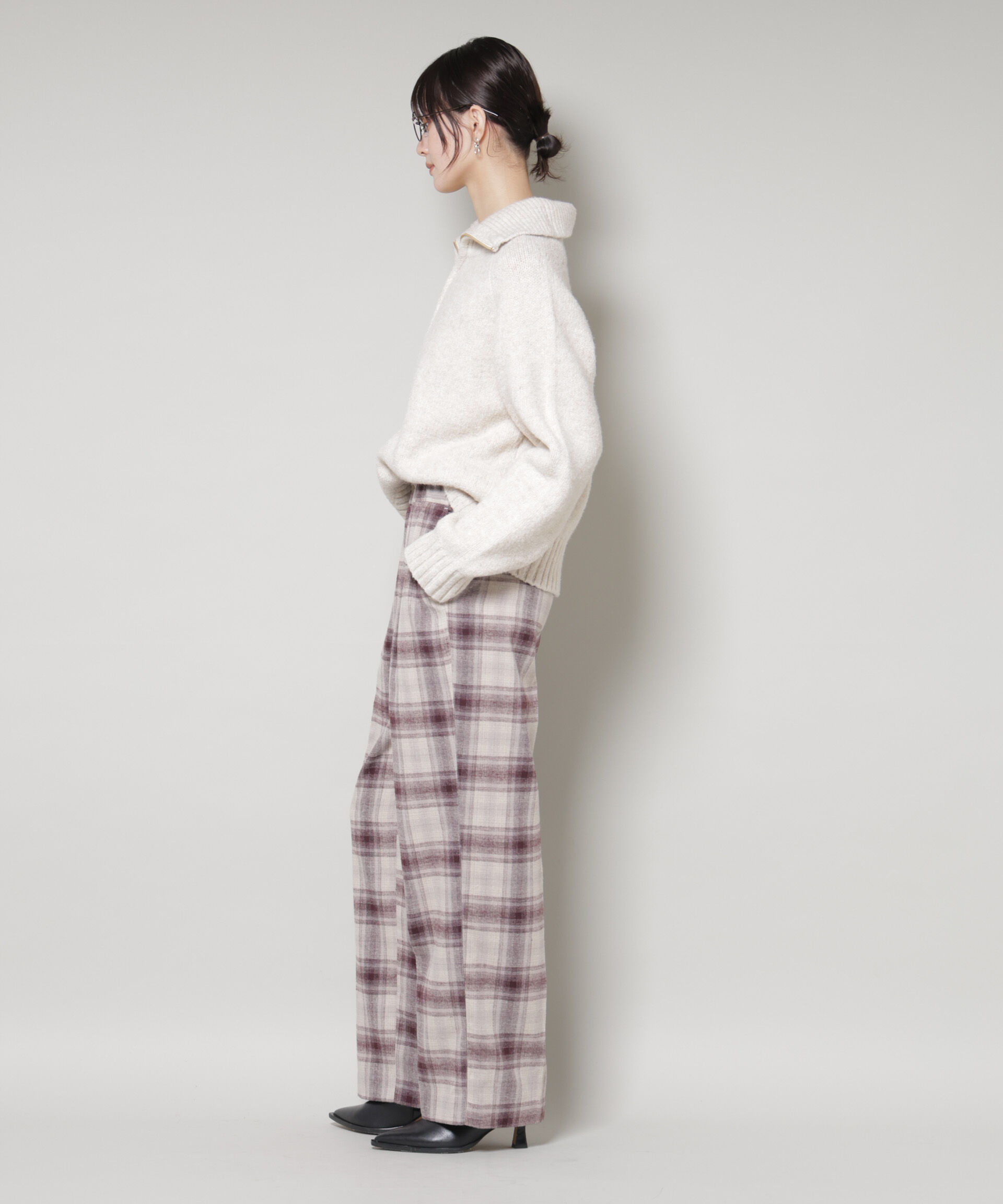 nano･universe「オンブレーチェックタックパンツ(セットアップ可)」|チノ|