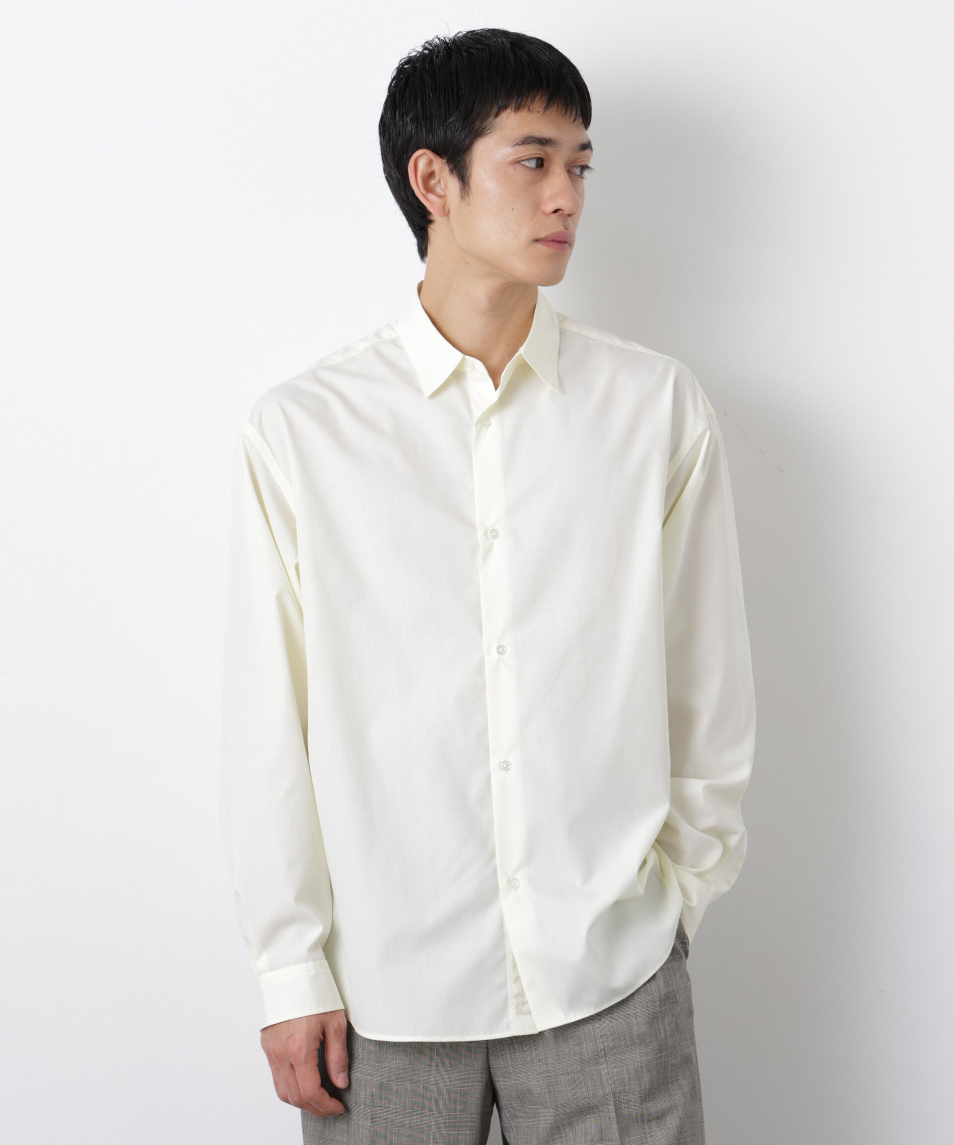 nano･universe「「大人のワイドシャツ」レギュラーカラー 長袖」|シャツ・ブラウス|L.イエロー1