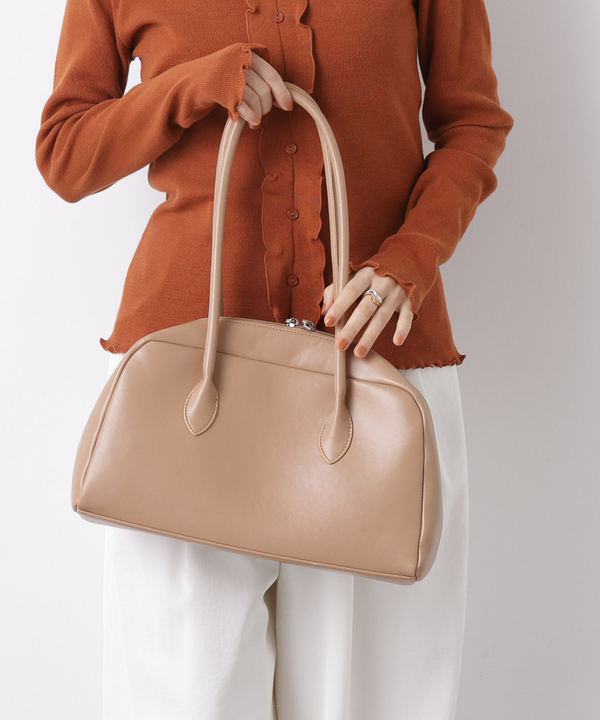 nano･universe「横型ボストンバッグ」|ショルダー・メッセンジャー|ベージュ