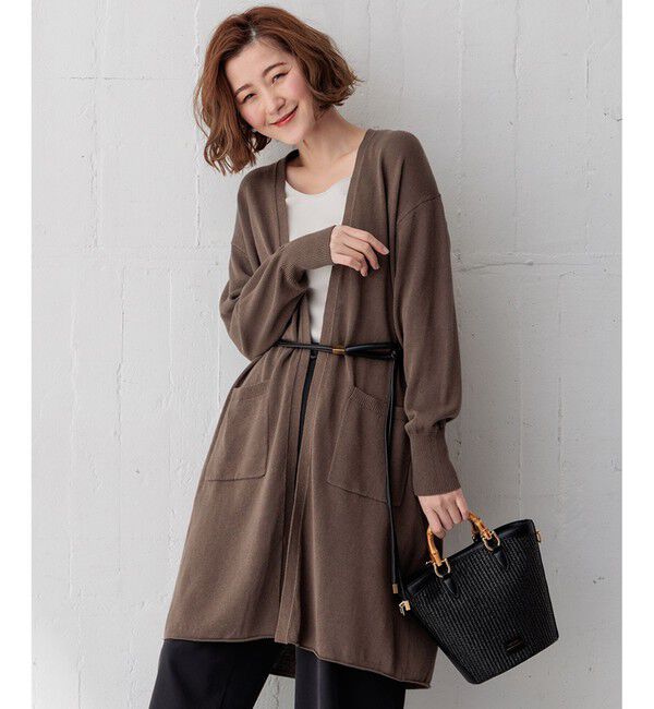 23区「【洗える】リネンシルクブレンド カーディガン」|カーディガン|ブラウン系