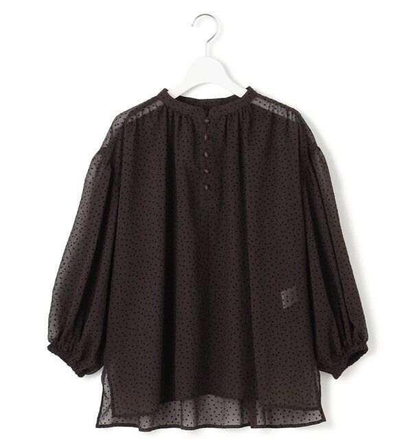 23区「【洗える】ドットフロッキー ボリュームスリーブ ブラウス」|シャツ・ブラウス|