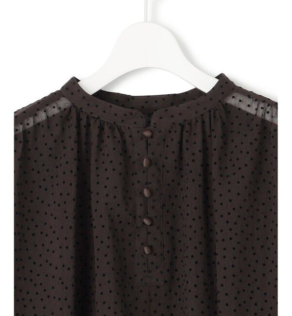 23区「【洗える】ドットフロッキー ボリュームスリーブ ブラウス」|シャツ・ブラウス|