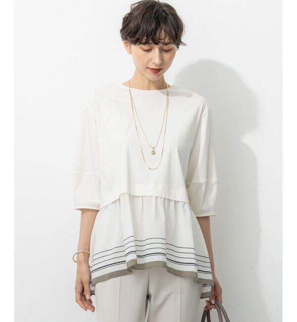 23区「【汗じみ防止加工】スカーフプリントコンビ ヘムデザイン チュニック」|Tシャツ・カットソー|ｱｲﾎﾞﾘｰ&times;