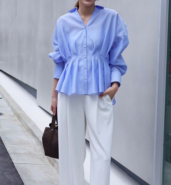 NOLLEY'S「ウォッシャブルパール釦スキッパータックブラウス」|シャツ・ブラウス|