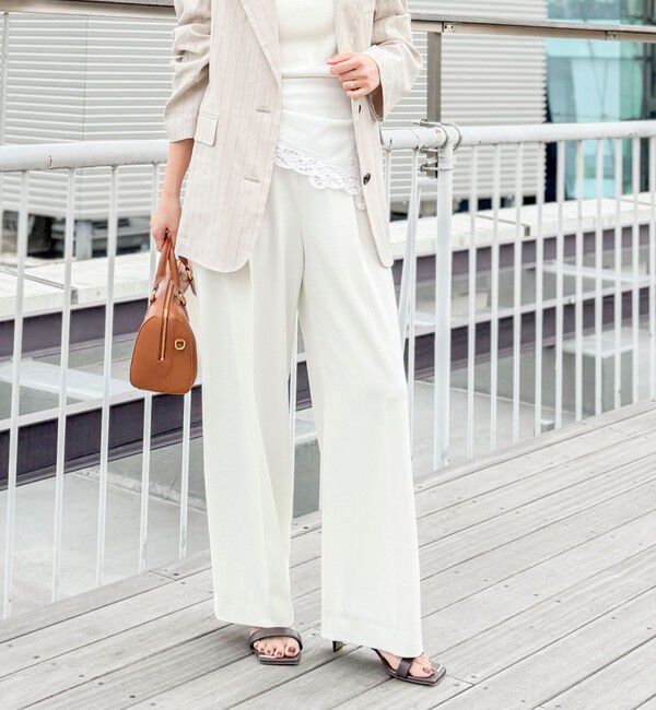 NOLLEY'S「ウォッシャブルドライツイルワイドパンツ」|その他|ホワイト