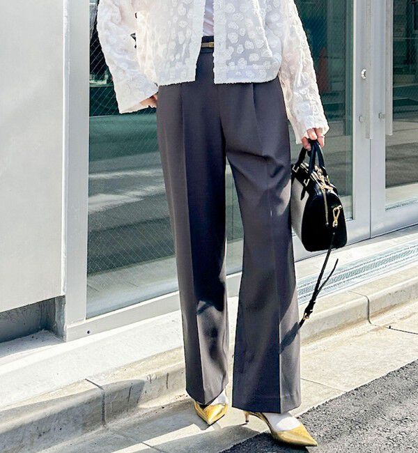 NOLLEY'S「ウォッシャブルドライツイルワイドパンツ」|その他|チャコールグレー