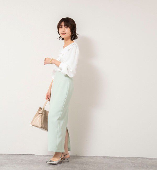 NOLLEY'S sophi「ウォッシャブルサテンアシンメトリーラッフルブラウス」|シャツ・ブラウス|