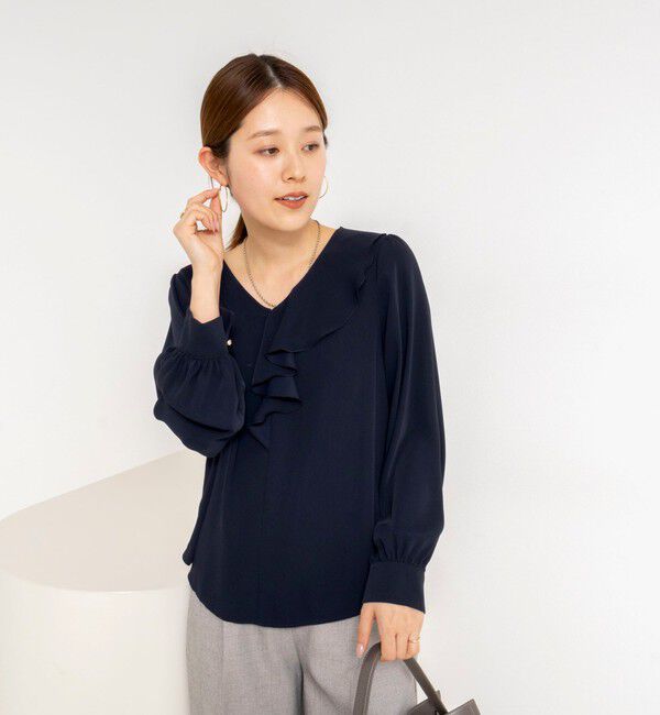 NOLLEY'S sophi「ウォッシャブルサテンアシンメトリーラッフルブラウス」|シャツ・ブラウス|