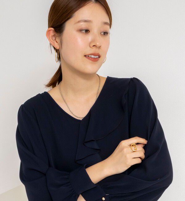 NOLLEY'S sophi「ウォッシャブルサテンアシンメトリーラッフルブラウス」|シャツ・ブラウス|