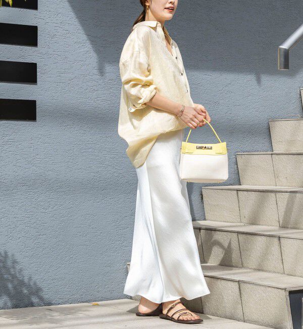 NOLLEY'S「ウォッシャブルサテンナロースカート」|フレア|