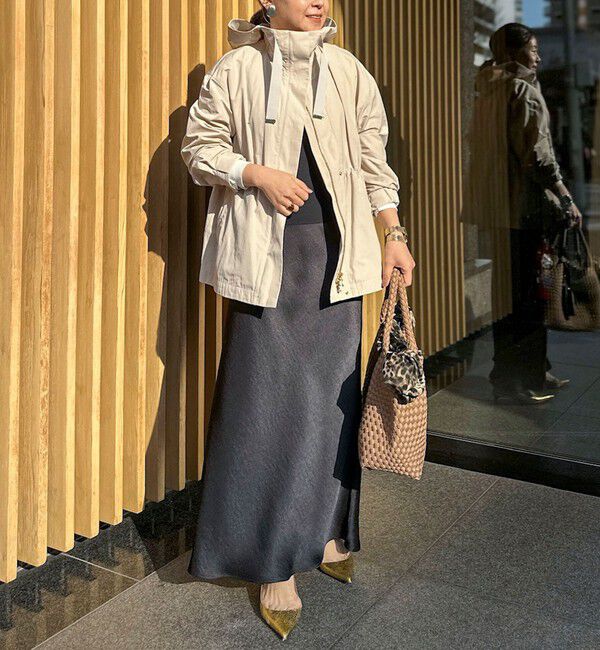 NOLLEY'S「ウォッシャブルサテンナロースカート」|フレア|