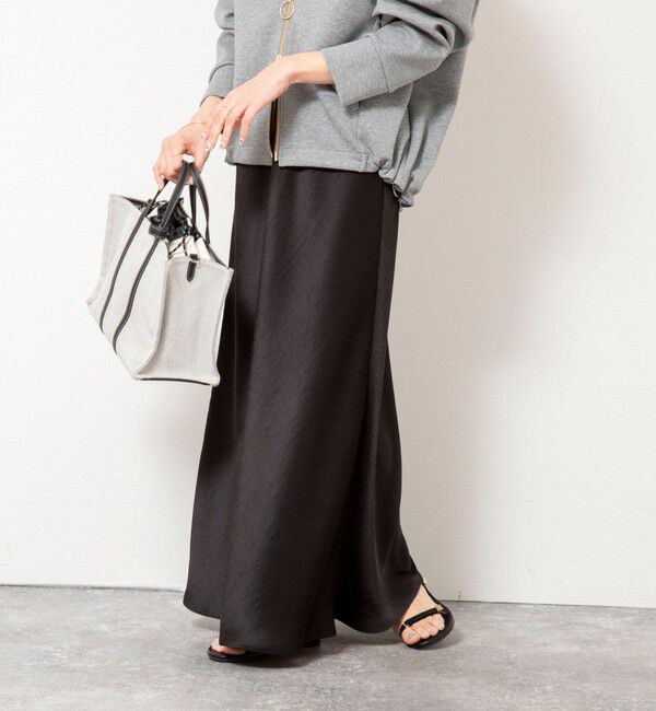 NOLLEY'S「ウォッシャブルサテンナロースカート」|フレア|