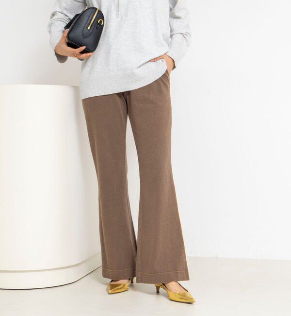 NOLLEY'S「ウォッシャブルピグメント加工フレアカットソーパンツ」|チノ|ブラウン
