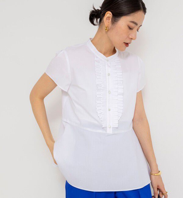 NOLLEY'S「ウォッシャブル前立プリーツペプラムブラウス」|シャツ・ブラウス|