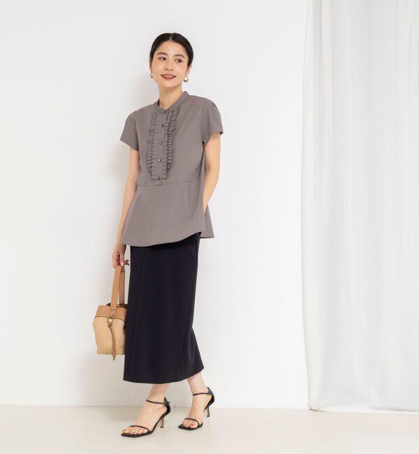 NOLLEY'S「ウォッシャブル前立プリーツペプラムブラウス」|シャツ・ブラウス|