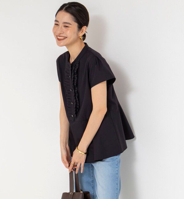 NOLLEY'S「ウォッシャブル前立プリーツペプラムブラウス」|シャツ・ブラウス|