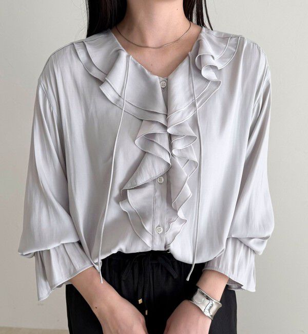 fredy emue「ボリュームフリル前開きブラウス」|シャツ・ブラウス|