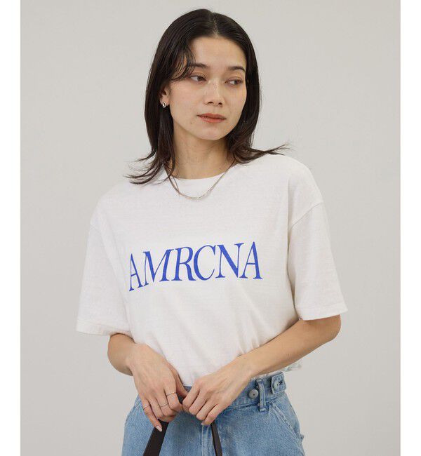 SALON adam et rope'「【Americana（アメリカーナ）】ラフィー丸胴 プリントT / センターロゴ」|Tシャツ・カットソー|