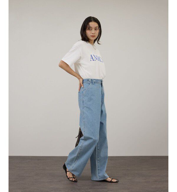 SALON adam et rope'「【Americana（アメリカーナ）】ラフィー丸胴 プリントT / センターロゴ」|Tシャツ・カットソー|