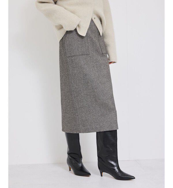 ROPE「【WEB限定】ヘリンボーンポケット付きタイトスカート」|スカート|ブラック(01)